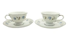International Silver Co. China Silver Lady Lot of 2 Cup and Saucer Sets
