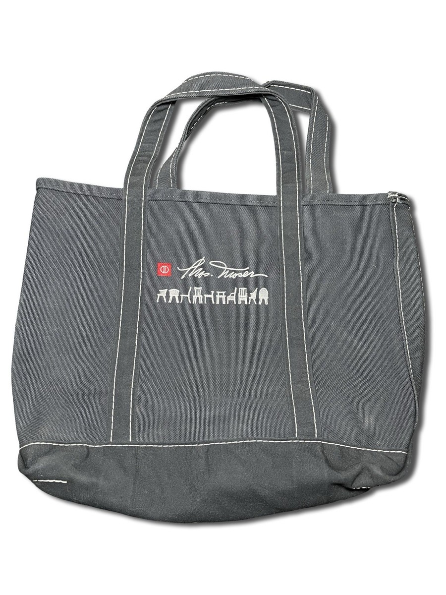 LL Bean Vintage 90s Medium Boat and Tote Bag Black Y2K Embroidery 
