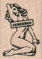 Censored Nudie 1.50 x 2" Rubber Stamp, Woman Stamp, Lady Stamp