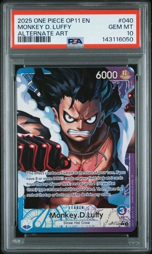 Monkey.D.Luffy (040) (Alternate Art) OP11-040 A Fist of Divine Speed Foil PSA 10