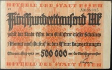 1923 GERMANY-ESSEN PAPER MONEY - 500,000 MARK BANKNOTE!