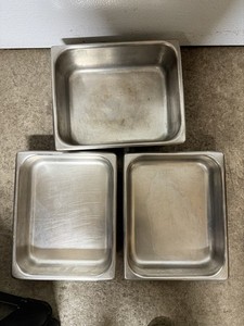 Lot of 3 Stainless Steel Steam Table Food Pans Restaurant Commercial Used