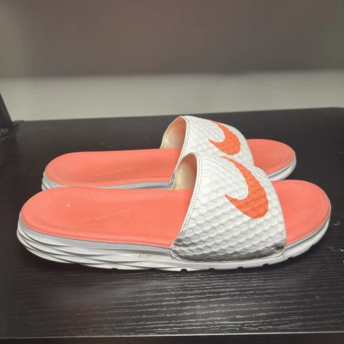 Nike Sandali Donna 10 Benassi Solarsoft Slide Bianco Corallo 705475 180 Scarpe
