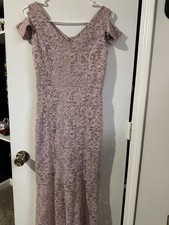 Alexa B Nites Mauve Lace Sequin Formal Dress Size 8 Regular Evening Party Gown