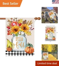 Happy Autumn Thanksgiving Flag - Stunning Double-Sided 28x40 Inch Outdoor Decor