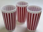 Vintage HAZEL ATLAS RED CANDY STRIPE TUMBLERS Milkglass Set of 3