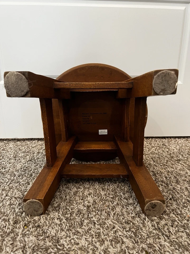 Hand Painted Wood Milking Stool Pig Holding Heart 10” Country Farm Decor - Image 4 of 4