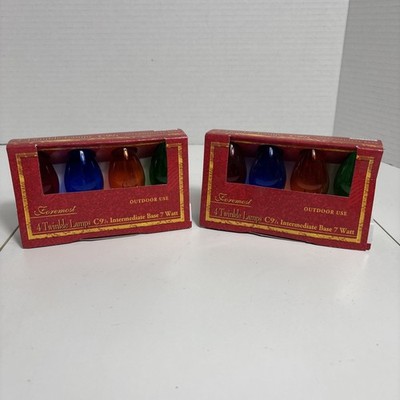 8 NOS Vtg Foremost C9-1/4 Twinkle Lamps Candelabra Base Indoor/Outdoor 7 Watt