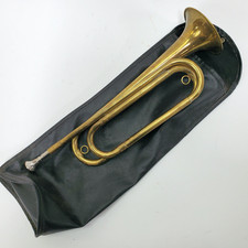 Vintage Rexcraft Brass U.S. Regulation Bugle Signaling or Ceremony 17" w/Case