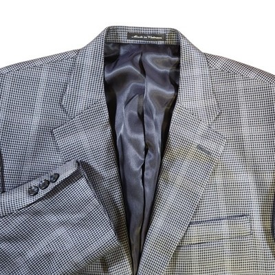 Lyle & Scott Scotland Men's Size 42R Silk Wool Blazer Houndstooth Plaid Modern