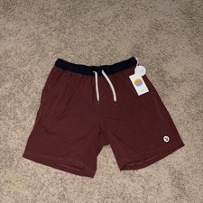Vuori Mens Kore Short Lined 8 Inch Inseam In Maroon Size Large NWT