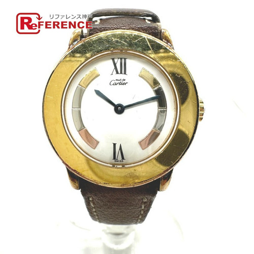 Cartier 1801 Vintage Mastronde Vermeil Watch Leather Belt