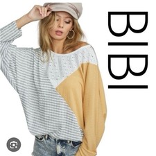 NWOT BIBI Striped and Color Block Top
