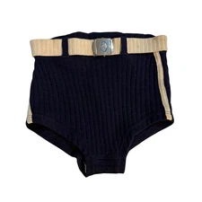 Vintage 1930s Allen-A Wool Men’s Swim Trunks Navy w/ Belt & Liner Size 32
