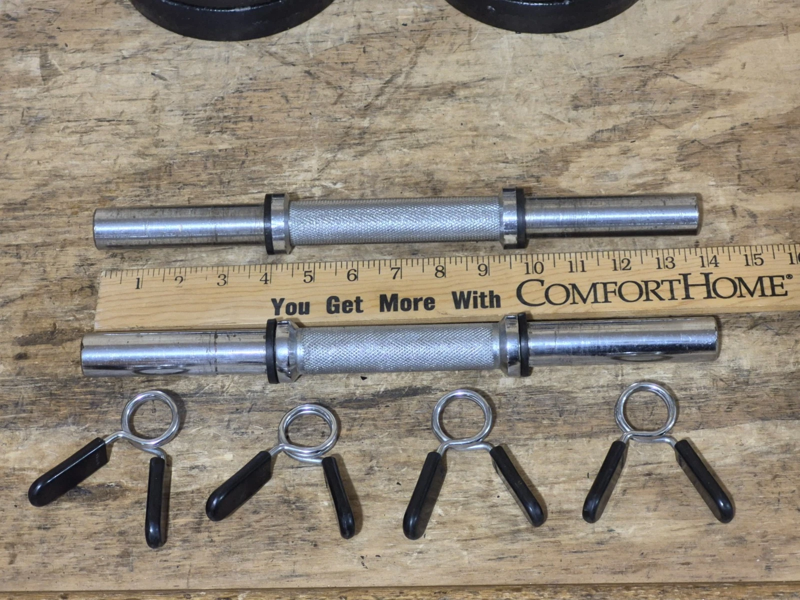 x2) 14" Standard 1" Dumbbell Handles + x4) Spring Collars