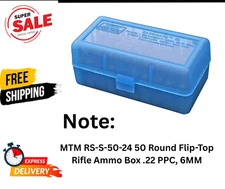 NEW MTM 50 Round Flip-Top MTM RS-S-50-24 50 Rifle Ammo Box - Clear Blue
