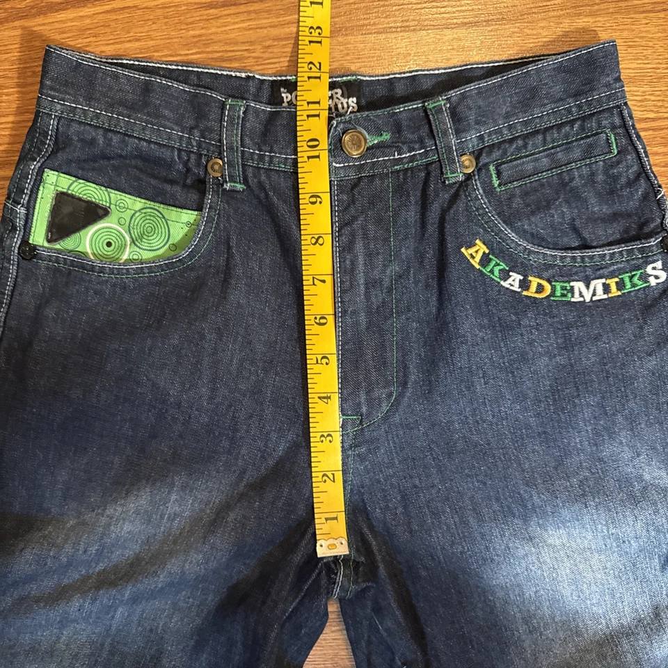Akademiks Power Jeanus 90s Baggy Hip Hop Denim Jeans Size 16 - 30X29 Embroidered - Image 3 of 4