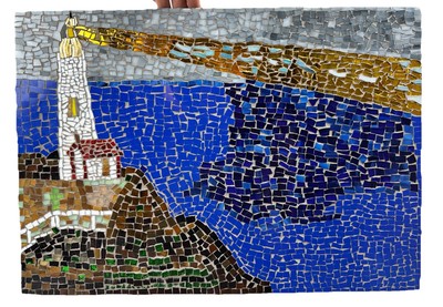 Mosaic Wall Hanging Lighthouse Ocean Water Scene Art  Piece by Piece