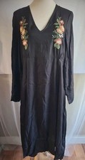 Ladies Size 14 Black V Neck Dress With Embroidery From Studio 
