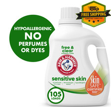 ARM & HAMMER Sensitive Skin Free & Clear Liquid Detergent, 105 fl oz, 105 Loads 0.11 per gallon