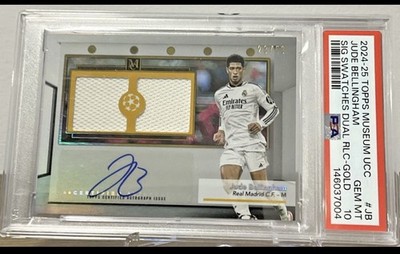 Jude Bellingham 2024 Topps Museum UEFA Gold Dual Patch Auto /50 PSA 10 GEM MINT