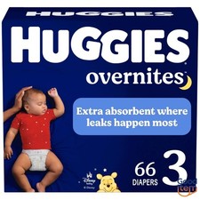 Huggies Overnites Nighttime Baby Diapers - Size 3 - 66ct: All-Night Protection