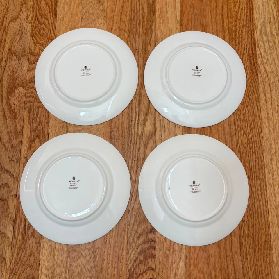 Wedgwood Palatia China Salad Plates 8" Set of 4 Blue Greek Key Gold Excellent - Image 2 of 4