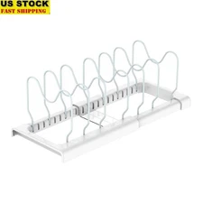 Adjustable Cookware Rack Expandable 7 Dividers Kitchen Organizer Steel Storage