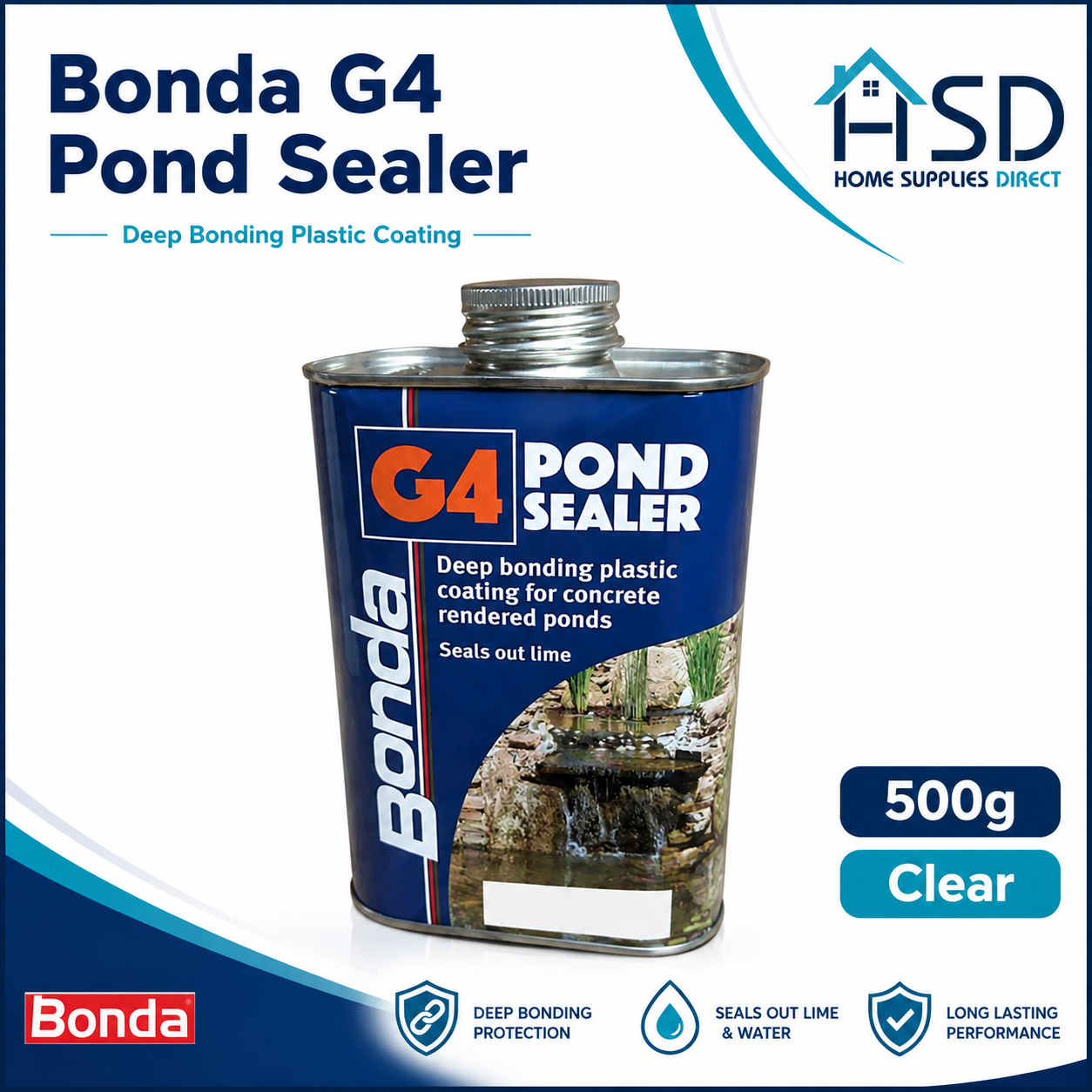 Bonda G4 Pond Concrete Sealant 500ml Clear Paint on Pond Sealer Waterproof Seal