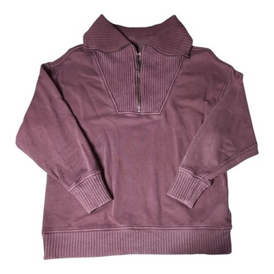 Aerie Down to Earth Funnel Neck 1/4 Zip Sweatshirt Womens Small Purple Oversized