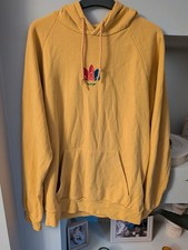 Adidas Men's Hoodie Size M Mustard Yellow Embroidered Logo