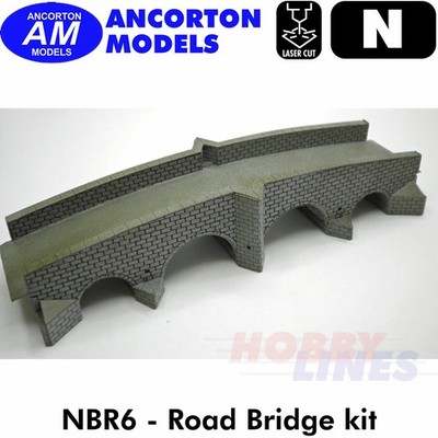 STRAßENBRÜCKE Stein gebaut Vierbogen Laser Cut Bausatz N 1:148 Ancorton Models NBR6