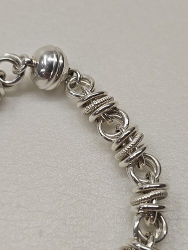 7''.5 x 8.5mm Heavy Sterling Silver Modernist Link Bracelet Milor Italy MINT! - Picture 4 of 10