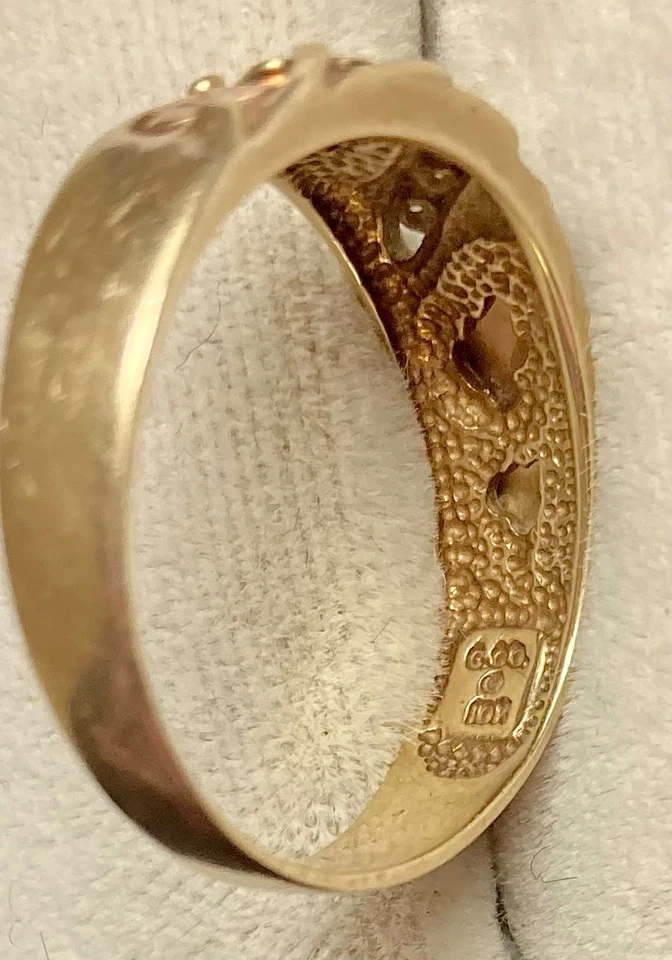 Black Hills 10K gold bi-color grape leaves ring by Coleman, 3 diamonds, 10.25+ - Image 4 of 4