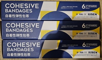 Risen Cohesive Bandages, 2in. x 5 yards, 6 Count, 3 Box Bundle