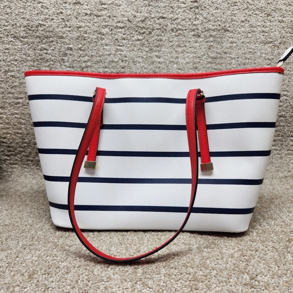 Bolso de Hombro Aldo a Rayas Blanco Azul Informal Cartera Tamaño Mediano Foto 3 de 4