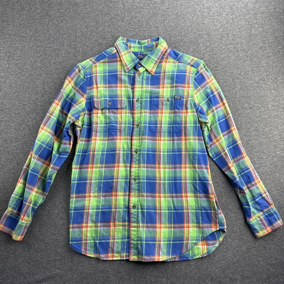 Polo Ralph Lauren Big Boys Classic Plaid Flannel Shirt Size L(14-16) Long Sleeve - Image 2 of 4