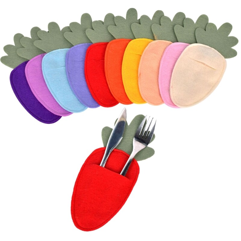 5Pcs Easter Carrot Cutlery Holder Easter Decorations and Fork Holders