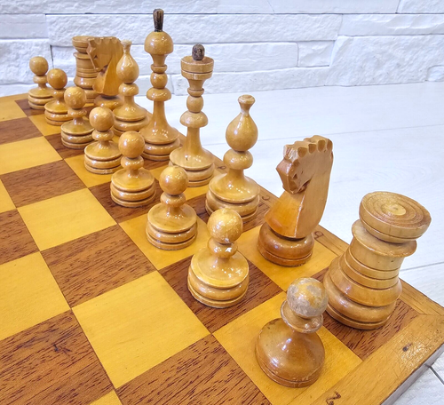 Rare Soviet Chess Set 70-80s USSR Vintage Handmade Wooden Antique Russian Wood - Picture 3 of 20