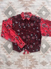 Vintage Wrangler Frontier Series Western Cropped Fitted Button Down Floral Shirt