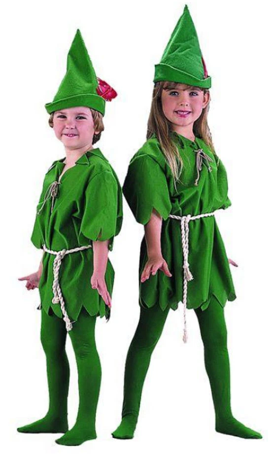 Kids Peter Pan Costume Christmas Elf Unisex Fancy Dress Boys Girls Book Week 6 8