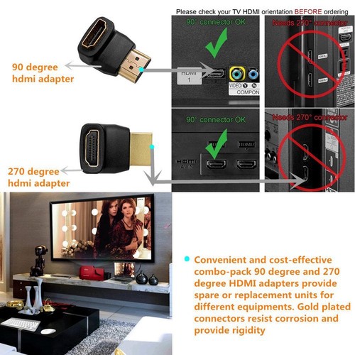 270 Degree Right Angle HDMI Male to Female M/F Swivel Adapter Extender 1080P - Picture 9 of 15