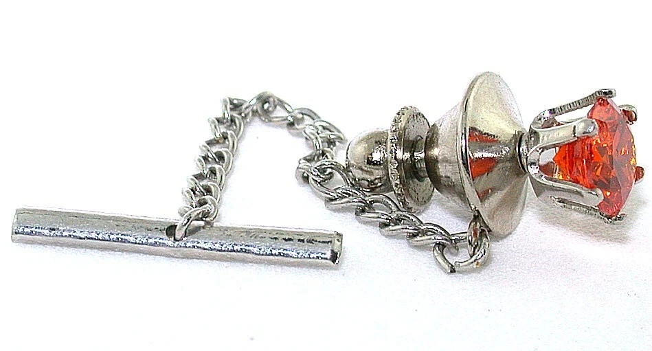 Gravata redonda laranja 7 mm zircônia cúbica safira Spessartite cor banhada a prata - Imagem 2 de 2