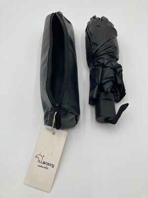 LLanxiry Compact Travel Umbrella Windproof Black ( Orchid design underneath)