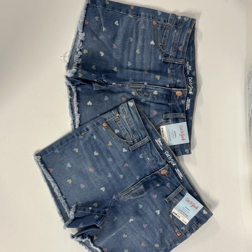 2 Cat & Jack Girls L (10/12) Denim Shorts Short Lot. NWT