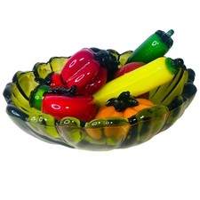 Vtg Murano Style Glass Fruit Vegetables Blown Glass Art Deco Set Of 9 No Bowl