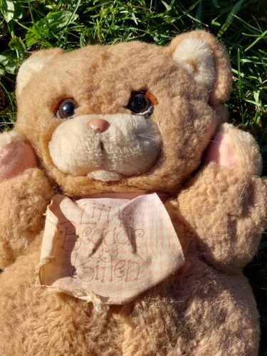 Orsacchiotto Applausi Orsacchiotto Marrone con Bavaglino Peluche 1984 Vintage 12" - Foto 2 di 11