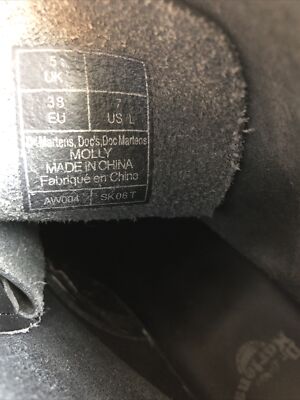 Womens Dr Martens Molly Size 7 Black Leather Chunky Platform