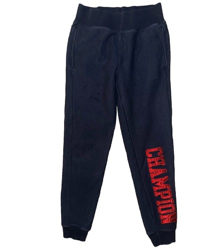 Champion Reverse Weave Blue Jogger Sweat Pants Red Spellout Logo Mens XS X-Small