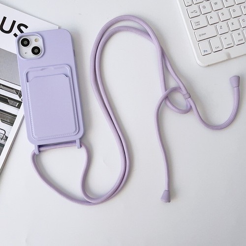 For iPhone 16 15 14 13 Pro Max 12 Crossbody Chain Card Slot Silicone Case Cover - Picture 21 of 23